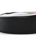 Grained Calfskin Web Mini Ophidia Round Shoulder Bag Black