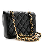 Shiny Aged Calfskin Quilted Waist Belt Bag Black