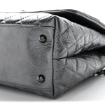 Metallic Aged Calfskin Quilted Small Coco Handle Flap Charcoal