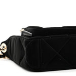 Velvet Effect Nylon Shiny Crumpled Calfskin Quilted Chanel 25 Clutch With Chain Black