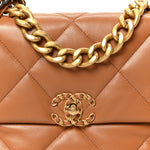 Lambskin Quilted Large Chanel 19 Flap Brown