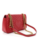 Calfskin Matelasse Small GG Marmont Shoulder Bag Hibiscus Red