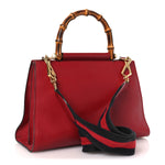 Nappa Bamboo Web Small Nymphaea Top Handle Bag Hibiscus Red
