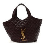 Lambskin Quilted Maxi Icare Shopping Tote  Rouge Cabernet