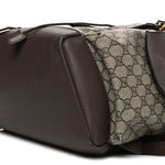 GG Supreme Monogram Medium Ophidia Double Buckle Backpack Brown