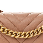 Caviar Chevron Quilted Medium Boy Flap Brown