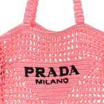 Yarn Raffia Effect Crochet Logo Embroidered Tote Bag Petalo