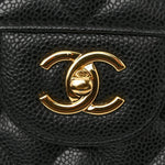 Caviar Quilted Jumbo Double Flap Black