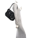 Lambskin Quilted Monogram Monochrome Small Loulou Puffer Chain Satchel Black