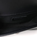 Calfskin Perforated Chevron Quilted Small Boy Flap Black