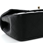 Lambskin Quilted Mini Top Handle Rectangular Flap Black