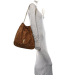Suede Monogram Large Jamie Pochon Caramel Cognac