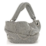 Satin Crystal Embellished Bonny Shoulder Bag Silver