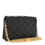 Lambskin Embossed Monogram Pochette Coussin Black