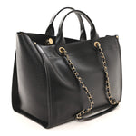 Caviar Medium Studded Deauville Tote Black