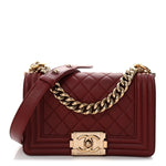 Lambskin Quilted Small Boy Flap Burgundy