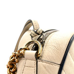 Vintage Effect Calfskin Matelasse Diagonal Small Torchon GG Marmont Chain Shoulder Bag Mystic White Blue Agata