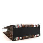 E-Canvas Monogram Stripe Book Tote Black Bridle Brown