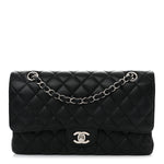 Caviar Quilted Medium Double Flap Black