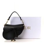 Grained Calfskin Mini Saddle Bag Black