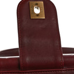 Glazed Calfskin Quilted Small Gold Bar Tote Red
