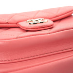 Lambskin Quilted Small Duma Drawstring Backpack Pink