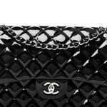 Patent Quilted Jumbo Double Flap Black