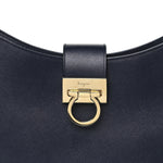 Hammered Calfskin Trifolio Shoulder Bag Navy