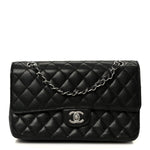 Caviar Quilted Medium Double Flap Black