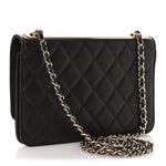 Lambskin Quilted Trendy CC Wallet On Chain WOC Dark Brown