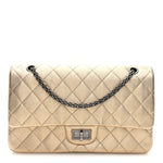 Metallic Aged Calfskin Quilted 2.55 Reissue 227 Flap Pale Gold
