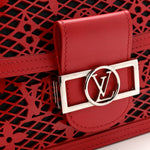 Patent Calfskin Monogram Lace Dauphine Mini Red