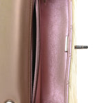 Iridescent Calfskin Quilted Mini Rectangular Flap Pink
