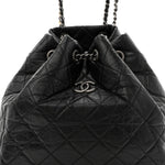 Aged Calfskin Quilted Small Gabrielle Backpack Black