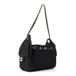 Denim Quilted Mini Chanel 25 Handbag Dark Blue