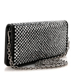 Satin Crystal Metal Triangle Logo Mini Crossbody Bag Cristal