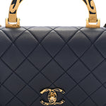 Lambskin Quilted Small Art Nouvelle Flap Bag Navy