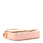 Crumpled Calfskin Quilted Braided CC Mini Flap Light Pink
