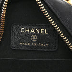 Goatskin Quilted Chanel 19 Round Clutch With Chain Black