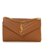 Grain De Poudre Matelasse Chevron Monogram Chain Wallet Natural Dark