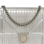 Metallic Patent Micro-Cannage Diorama Wallet on Chain Pouch Silver