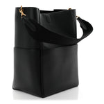 Soft Grained Calfskin Sangle Bucket Bag Black