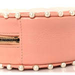 Calfskin Quilted Pearl Round Clutch With Chain Pink