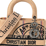 Canvas Jute Embroidered Medium Lady D-Lite Beige Multicolor