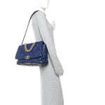 Goatskin Quilted Maxi Chanel 19 Flap Dark Blue