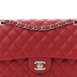 Lambskin Quilted Medium Double Flap Red