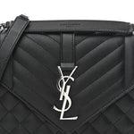 Grain De Poudre Textured Mixed Matelasse Triquilt Medium Monogram Satchel Black