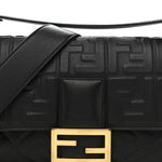 Nappa FF 1974 Embossed Large Baguette Black
