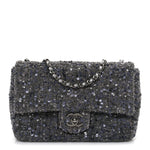 Sequin Quilted Small Single Flap Grey Dark Grey
