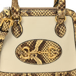 Snakeskin Boarded Plutone Calfskin Mini Horsebit 1955 Top Handle Bag White Multicolor